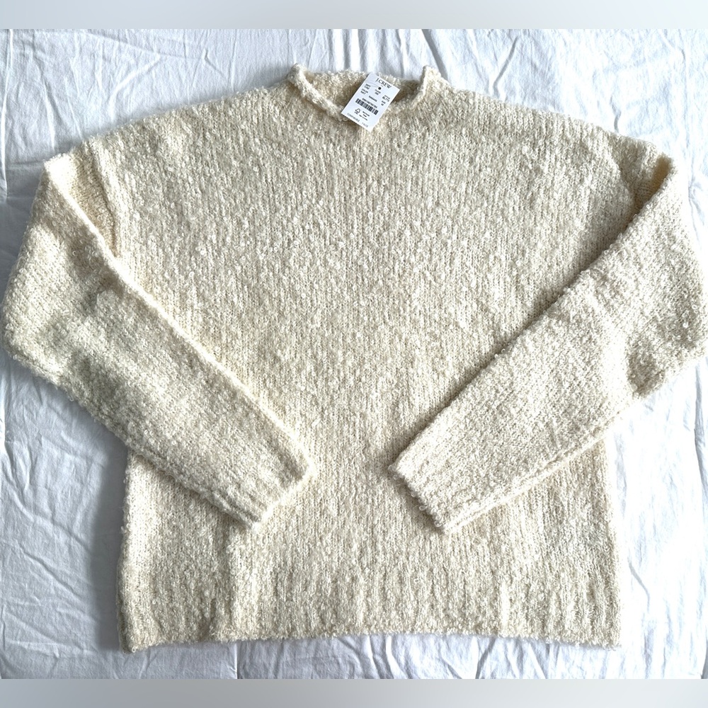 NWT J.Crew cream roll-neck boucle sweater size Medium - Picture 5 of 10
